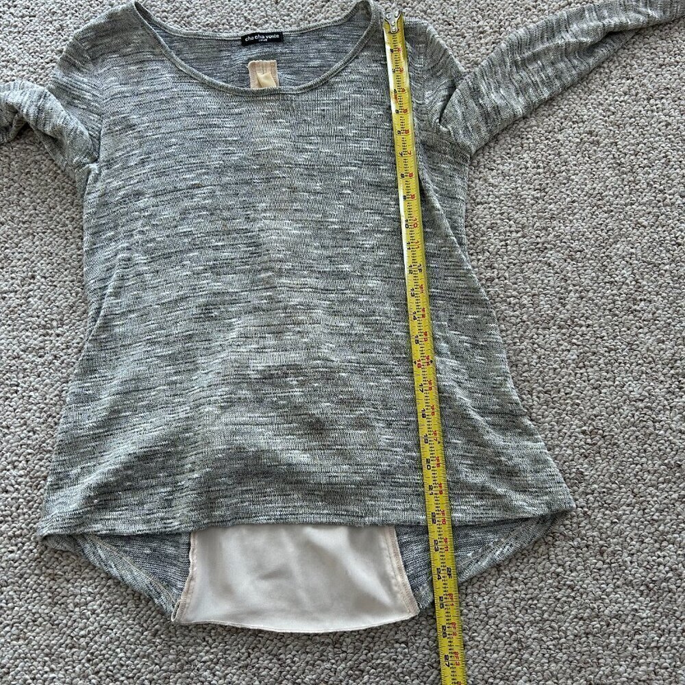 Cha Cha Vente S Lightweight Sweater Gray Cream Zipper Office Siren - Picture 6 of 6